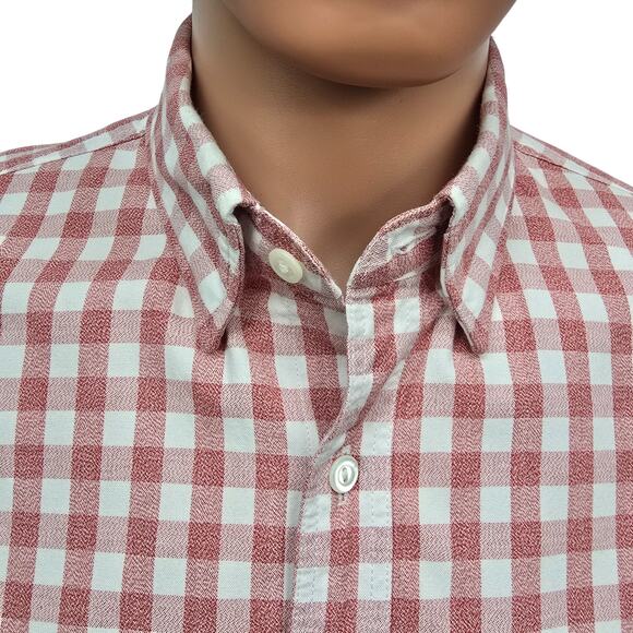J. Crew Jaspe Cotton Shirt Men M Slim Fit Red White Gingham Check Long Sleeve - Picture 2 of 13